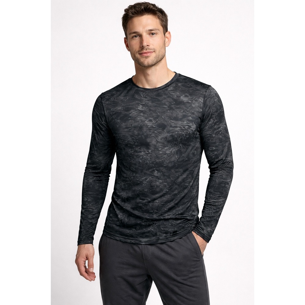Under Armour Mens Loose Fit Long Sleeve Camo Performance Shirt Black Grey Small